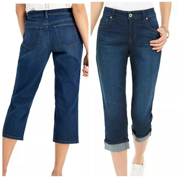 Style & Co. Jeans Style Co Dark Wash High Waisted Curvy Capri Jeans